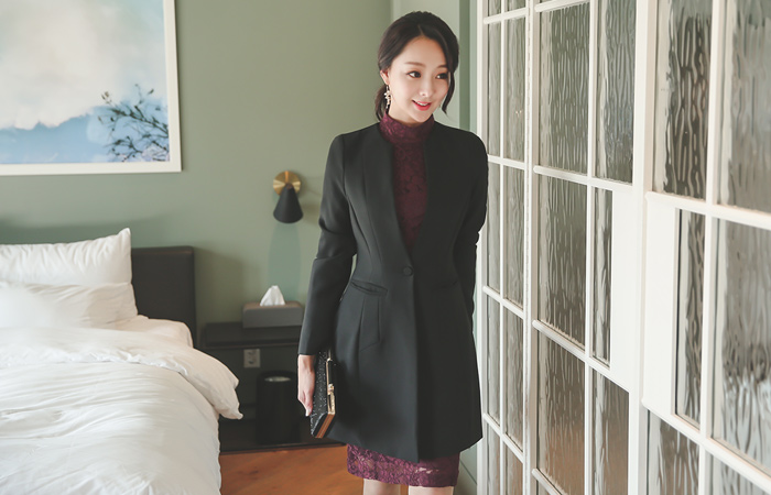 Rounding No collar Aline long jacket