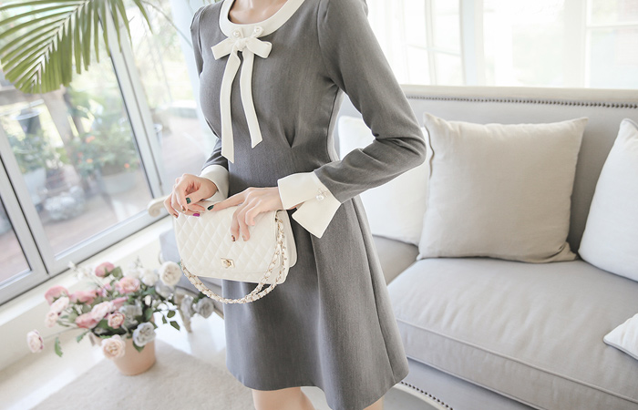 Romantic Ribbon Tie Flare Dress