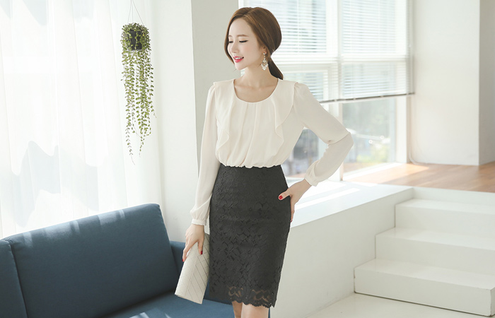 Shirring Ruffle Volume Top Race Dress