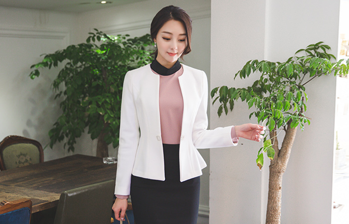 Square Button Rounding Woolen Jacket