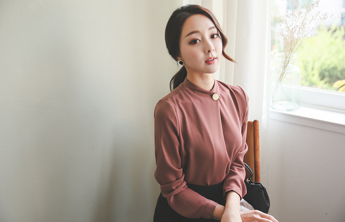 Gold Button Folded Blouse