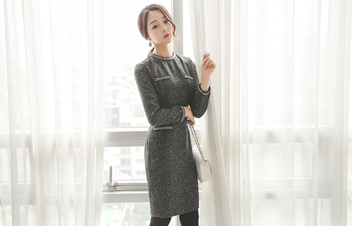 Trimming Tweed Dress