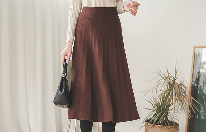 Pleats Knit Flare Skirt