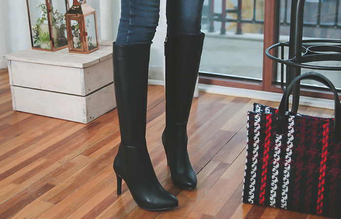 Ciclose side zipper Long boots heel