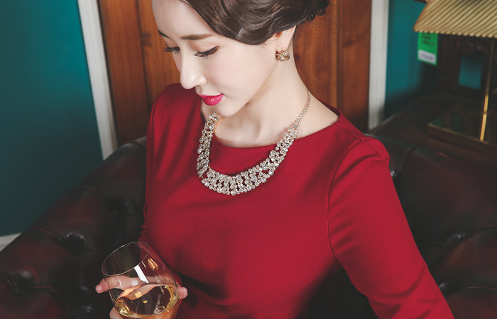 cross drape Shirring Dress