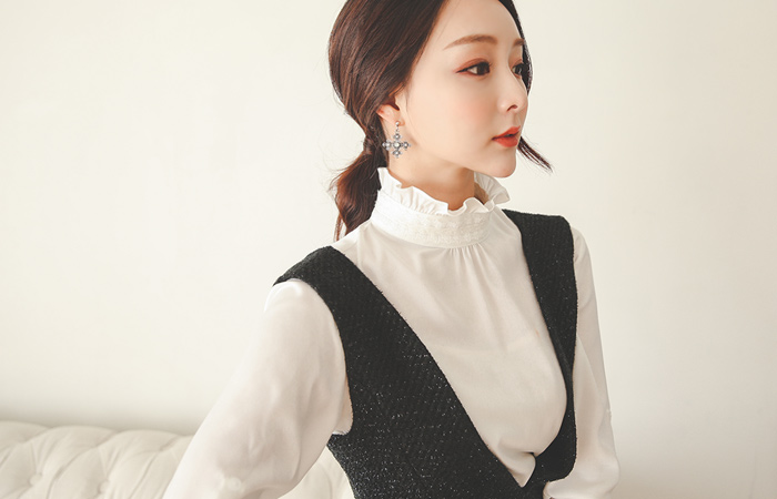 Metal Pearl Tweed Suspender Dress