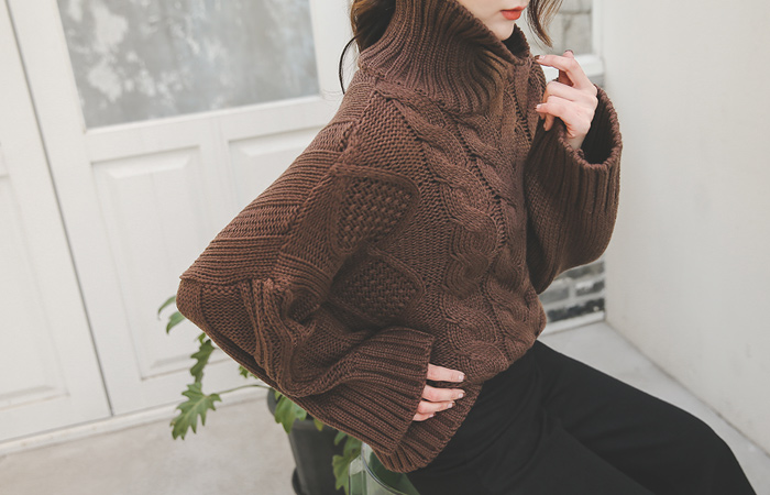 Wide Sleeve Fisher Turtleneck Knit