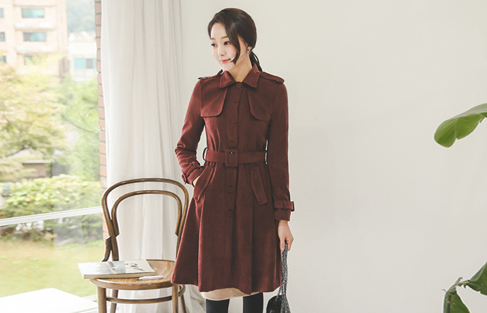 feminine Suede Trench Coat