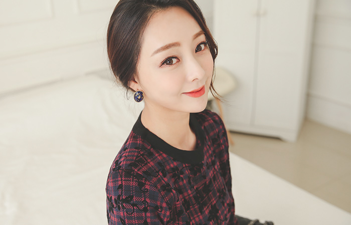 Tartan Check Velvet Flower Dress