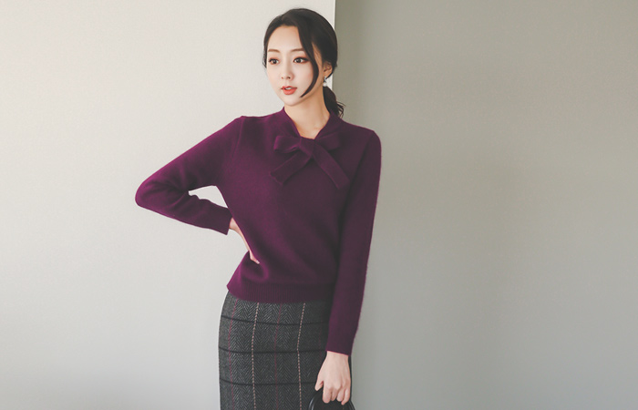 Angora Ribbon Tie Knit