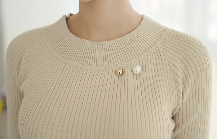 Pearl pin brooch Slim Knit