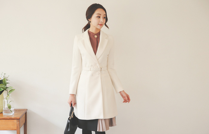 Stick belt Aline double Wool coat