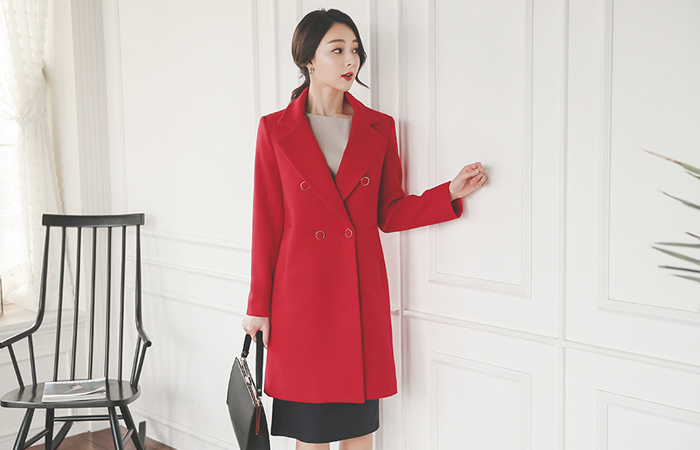 Gold button semi worn double wool coat