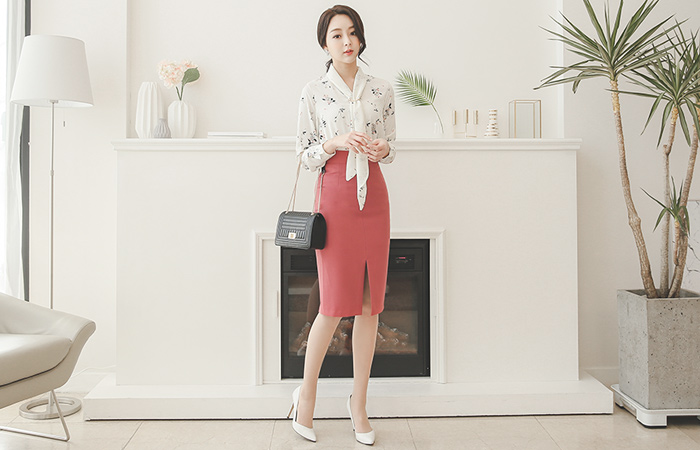 Obi high waist deep slit Skirt