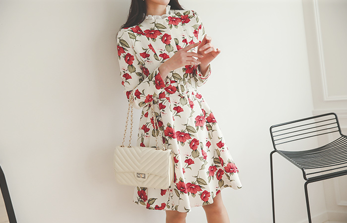 Red Flower Flare Long Jacket