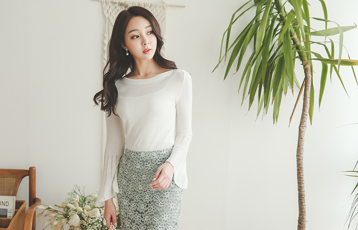 Skully Bell Sleeve Boat Neck Knit