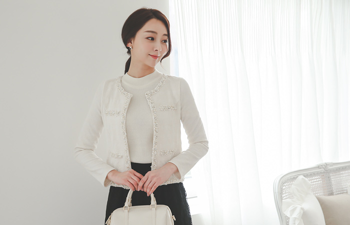 Beads Trimming Cardigan Jacket