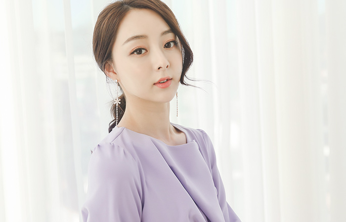 Folded drape button Dress