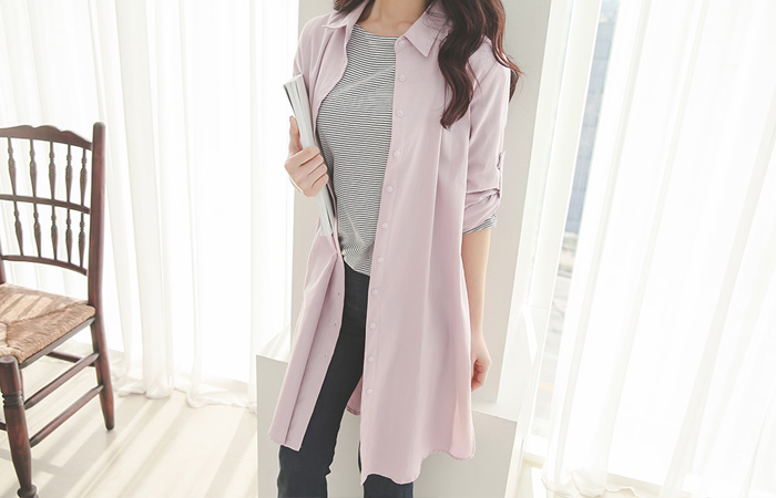 pastel cotton long shirt Dress