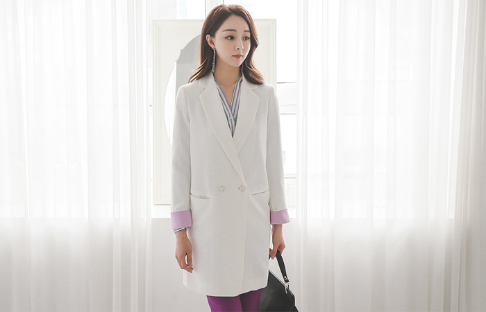 pastel color combination Boxy long jacket