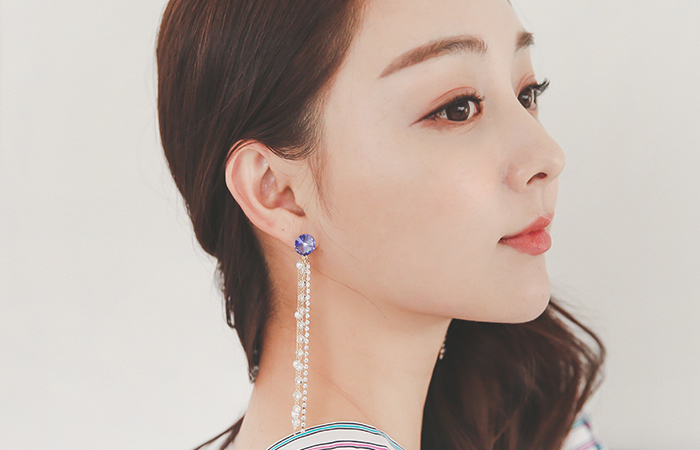 Violet cubic olive earring