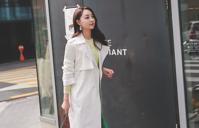 Natural Cotton Snap Trench Coat