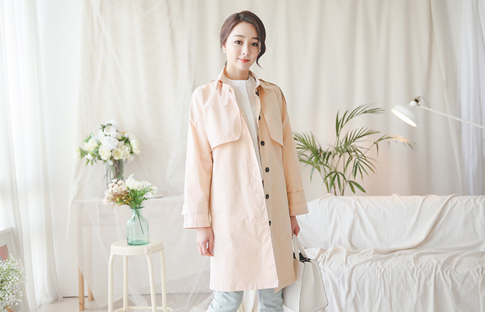 pastel cotton single Trench Coat