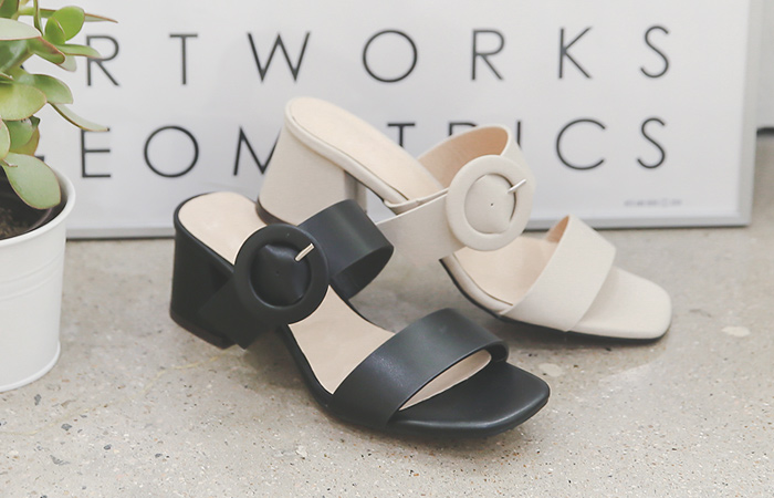 Buckle Strap Mule Slippers