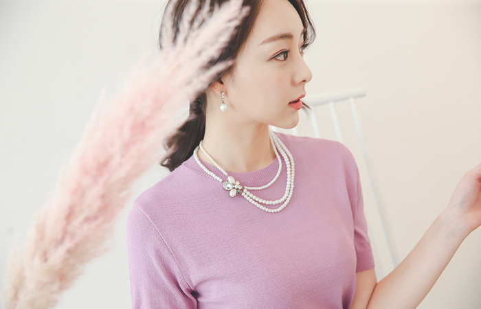 Berry Round Short Sleeve Knit