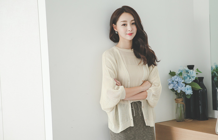 Metallic Stingray Balloon Cardigan