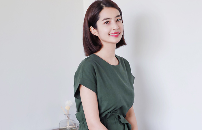 string Folded Linen Dress