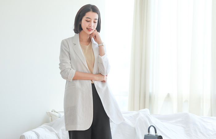 simple Basic Linen long jacket