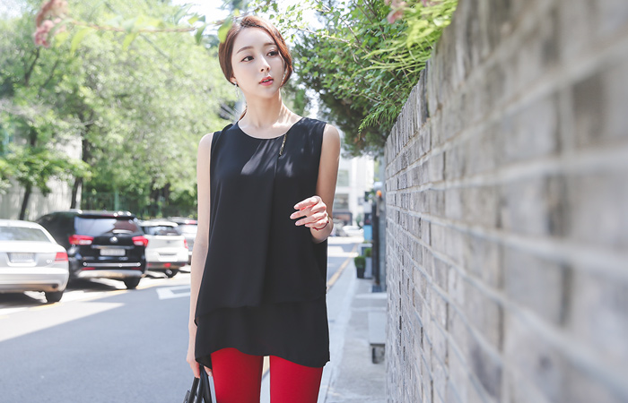 Gold stick folded double long blouse