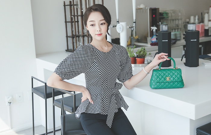 Dot Belt Long blouse
