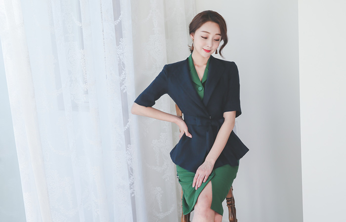 Wing Karara Belted Aline Linen Jacket
