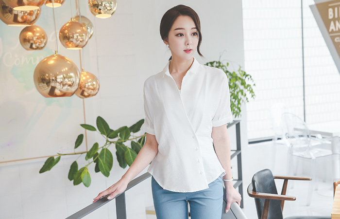 Career Kara Button Lab Blouse