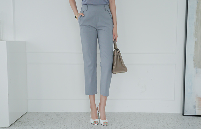 Incision Pockets Straight Banding Slacks