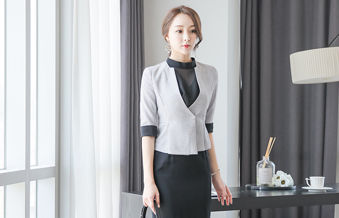 Square No collar Sleeve Shirt Short Jacket