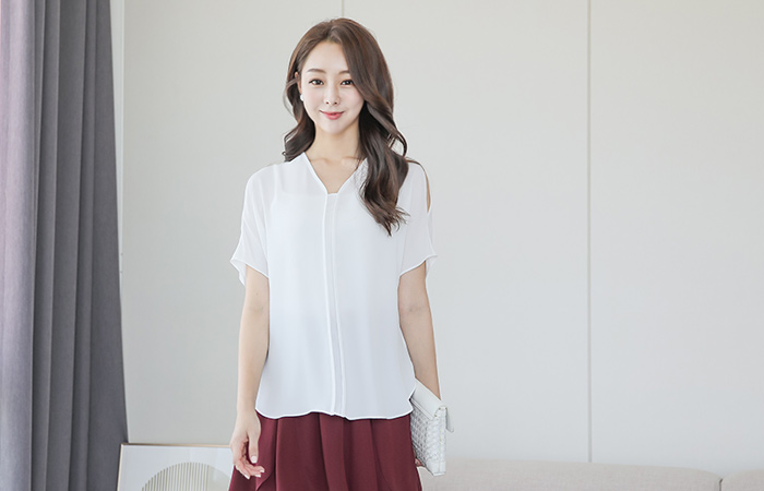 Bias Shoulder Top Long Blouse