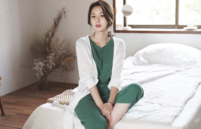 See-through look Hood Long cardigan