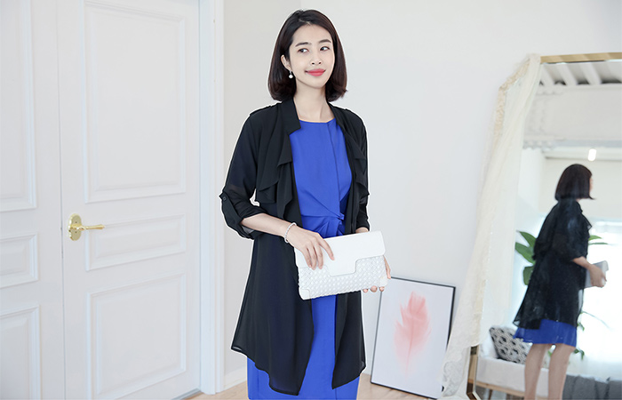 China See-through look Chiffon Trench