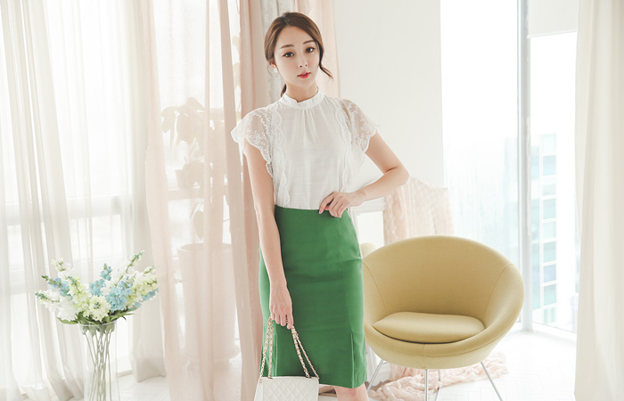 Race cap sleeve Shirring neck Blouse