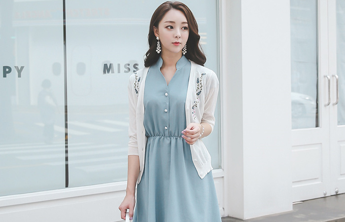 Dicydia Embroidery V-neck Cardigan