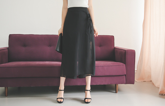 Double Chiffon Lap Skirt Pants