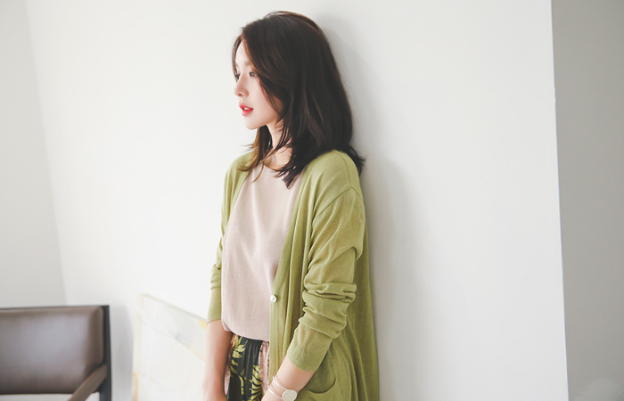 Cooling ice box pocket Long cardigan