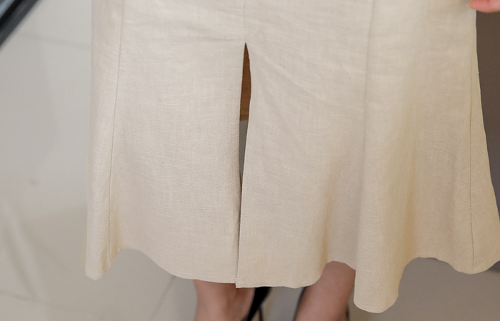 Deep Slit Mermaid Linen Skirt