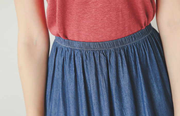 Denim cotton Tiered Cancan Skirt