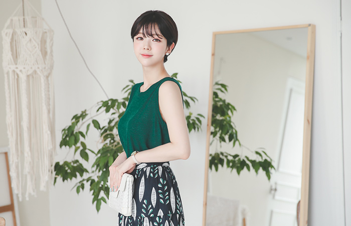 Linen Slab Sleeveless Long tee