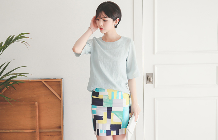 Brush Square Mini Skirt