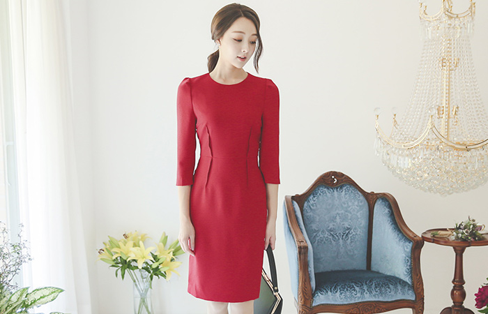 Modern Bean Button Dart Line Dress